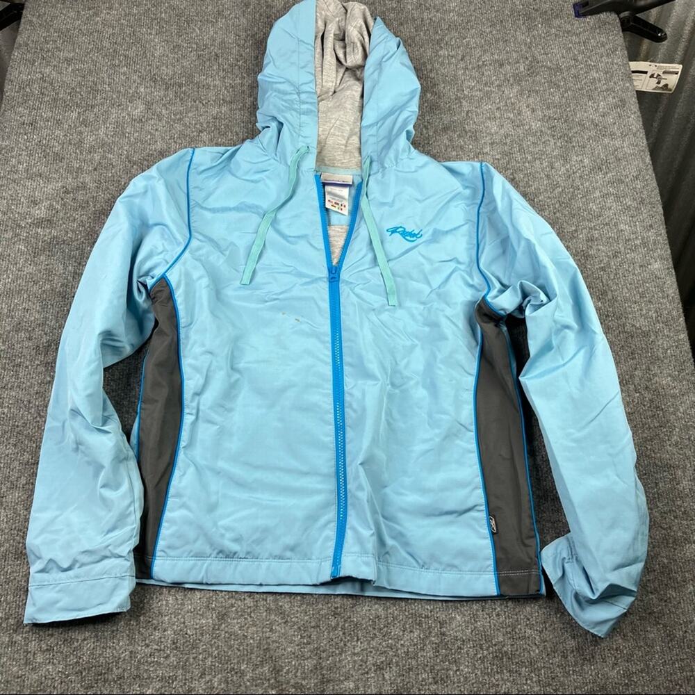 Reebok wind breaker vintage baby blue and grey size large